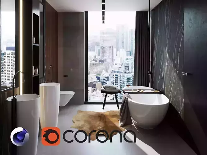 Bathroom Interior Scene for Cinema 4D and Corona Renderer 3D model