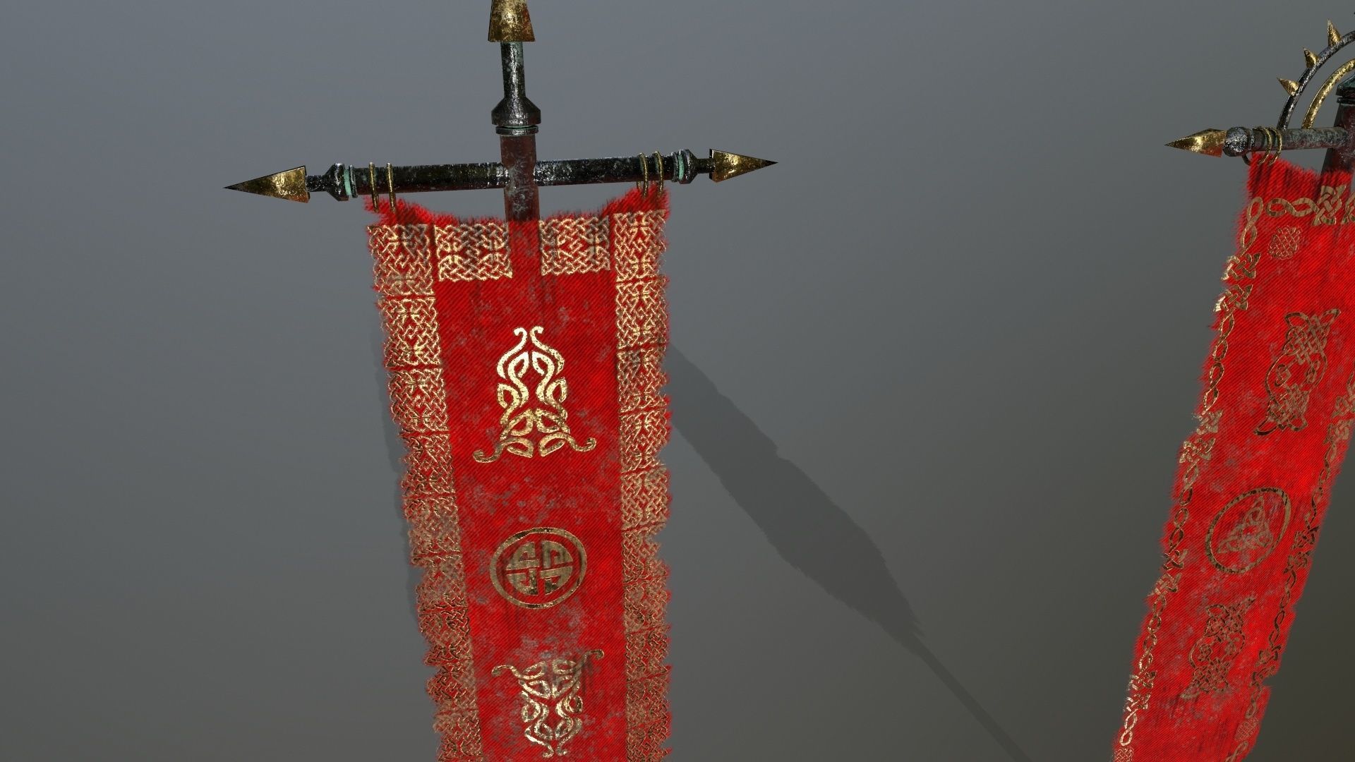 flag 1 chinese banners Low-poly 3D model_5