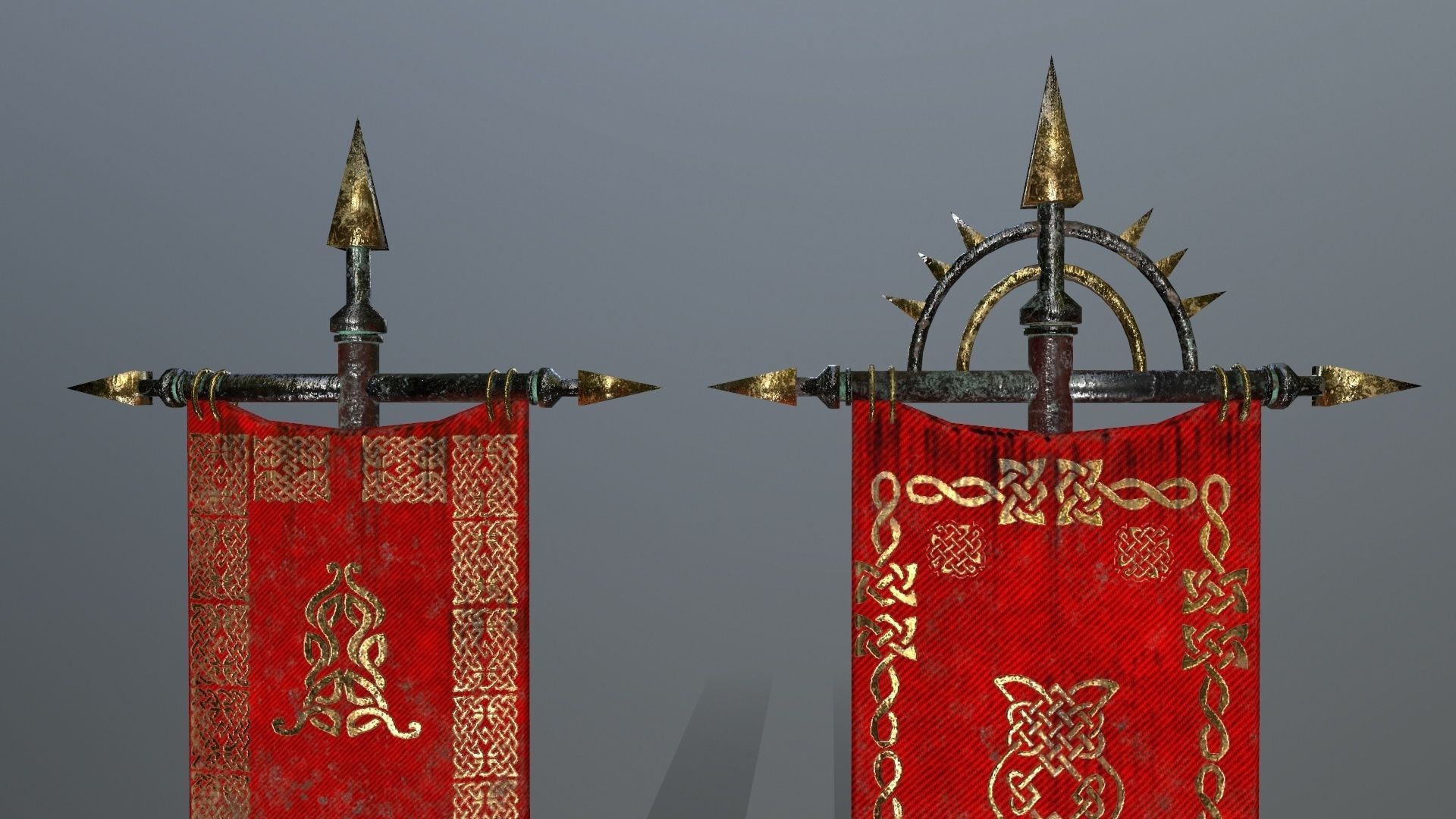 flag 1 chinese banners Low-poly 3D model_10