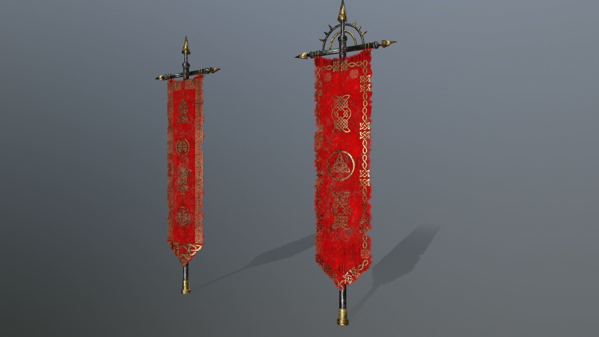 flag 1 chinese banners Low-poly 3D model_1