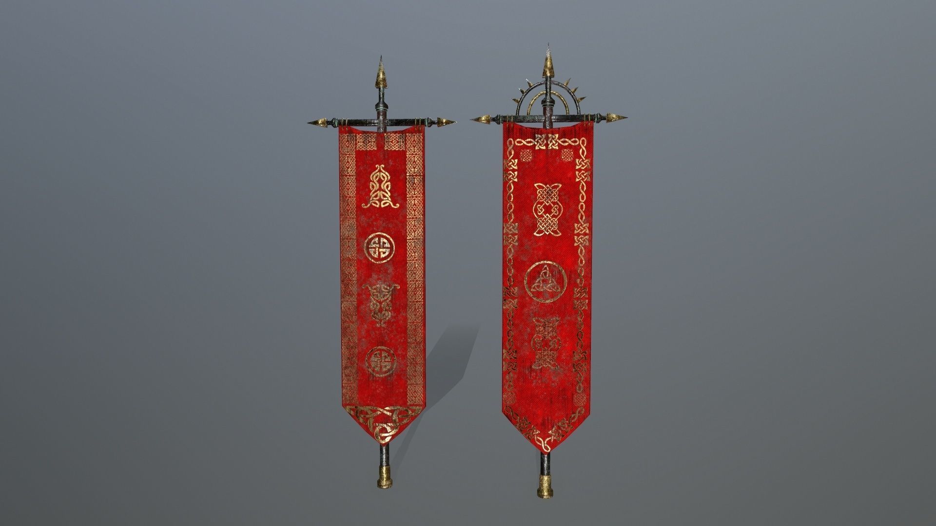 flag 1 chinese banners Low-poly 3D model_7