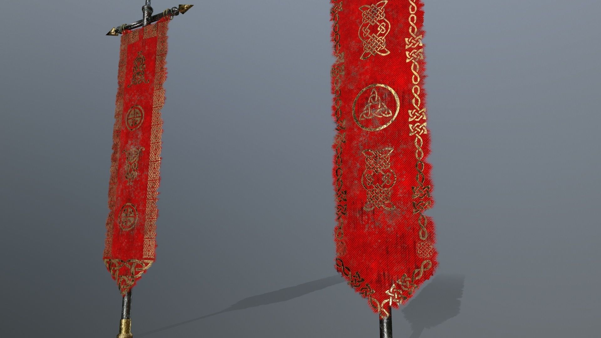 flag 1 chinese banners Low-poly 3D model_2