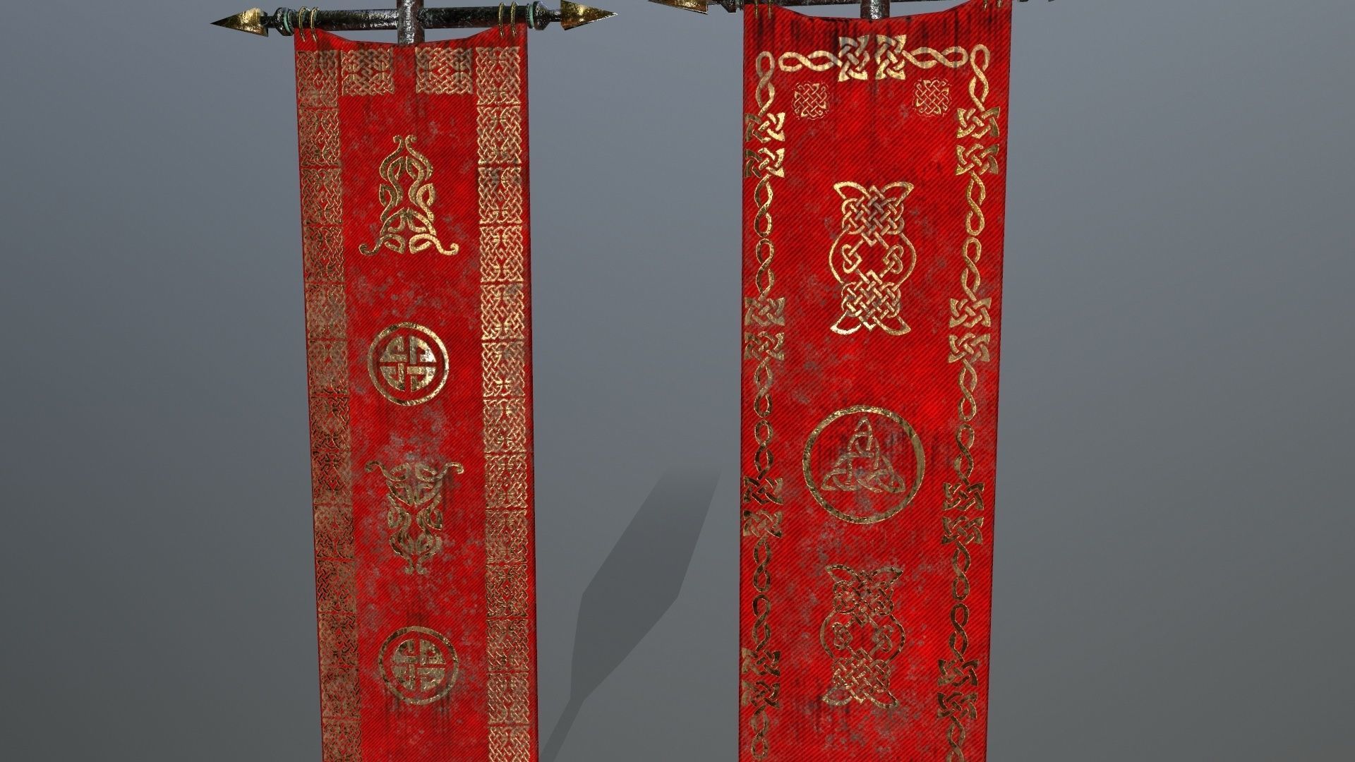 flag 1 chinese banners Low-poly 3D model_9