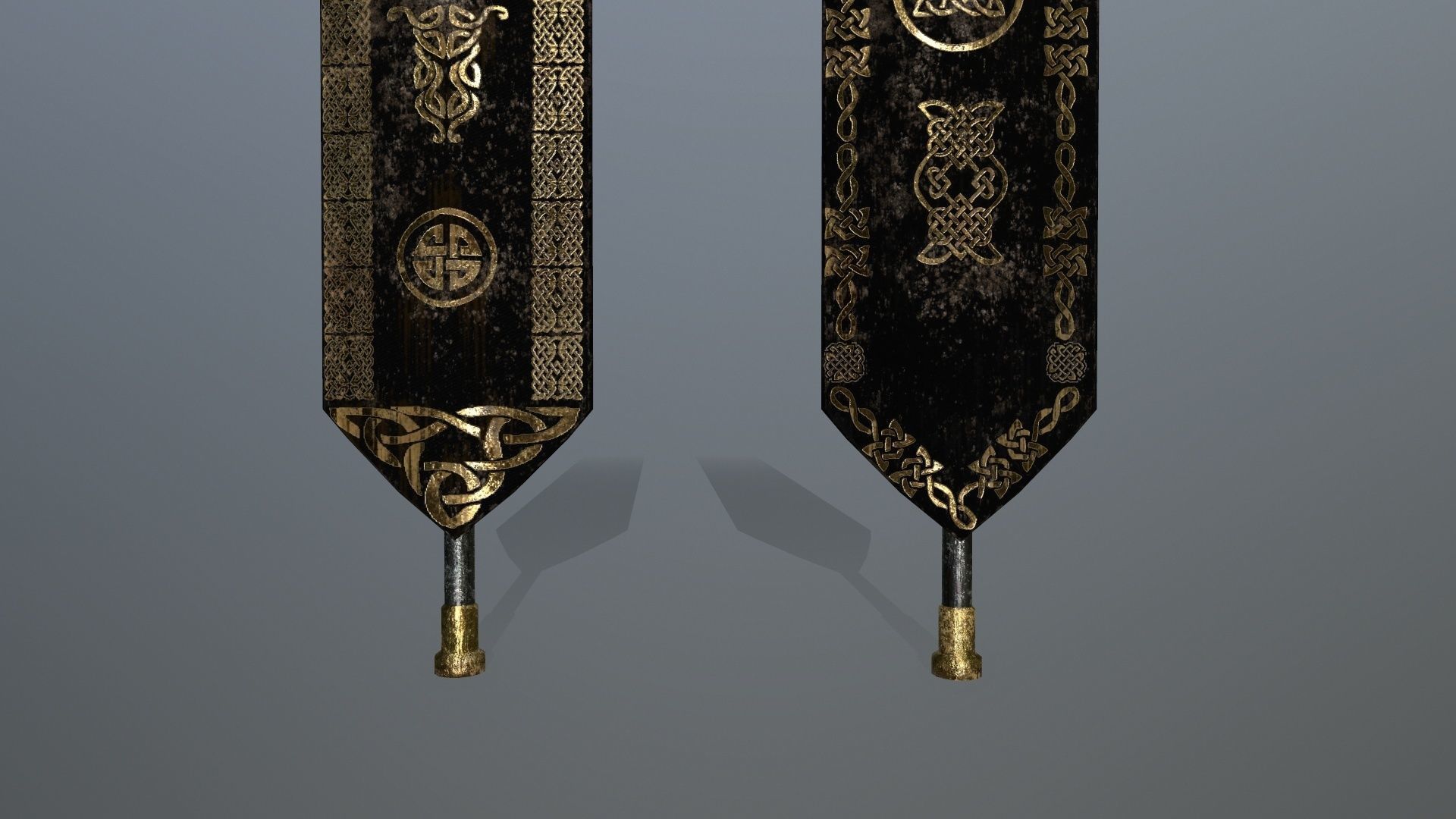 flag 2 three swords Low-poly 3D model_12