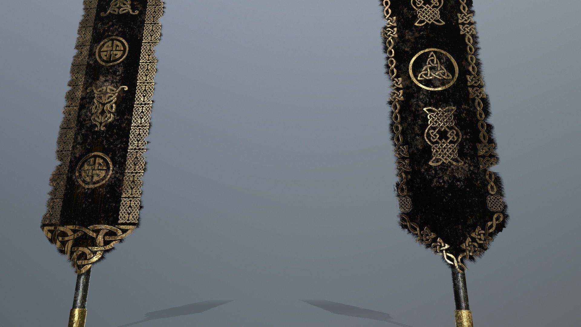 flag 2 three swords Low-poly 3D model_5