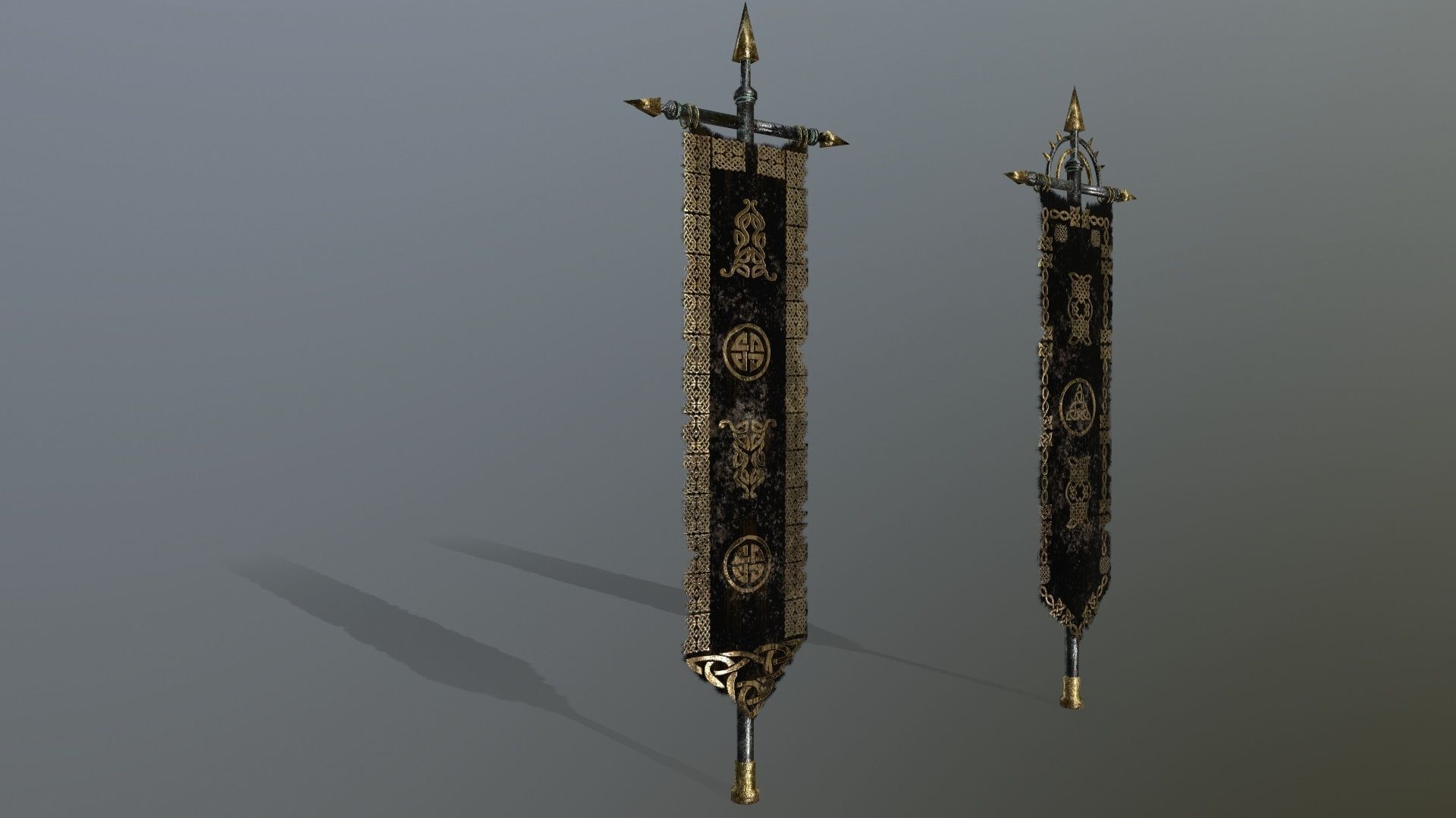 flag 2 three swords Low-poly 3D model_3