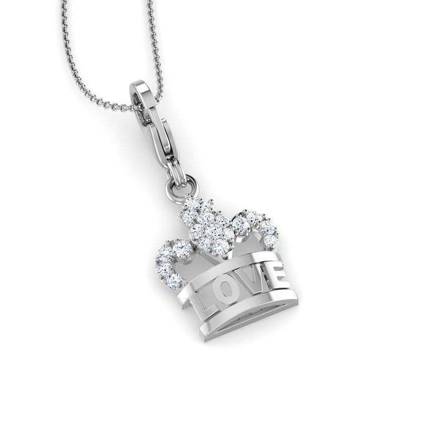 Love Crown Charm Pendant 3D print model_1