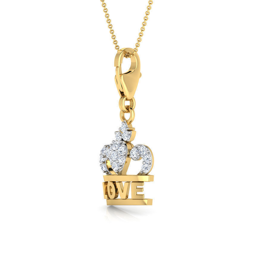 Love Crown Charm Pendant 3D print model_3