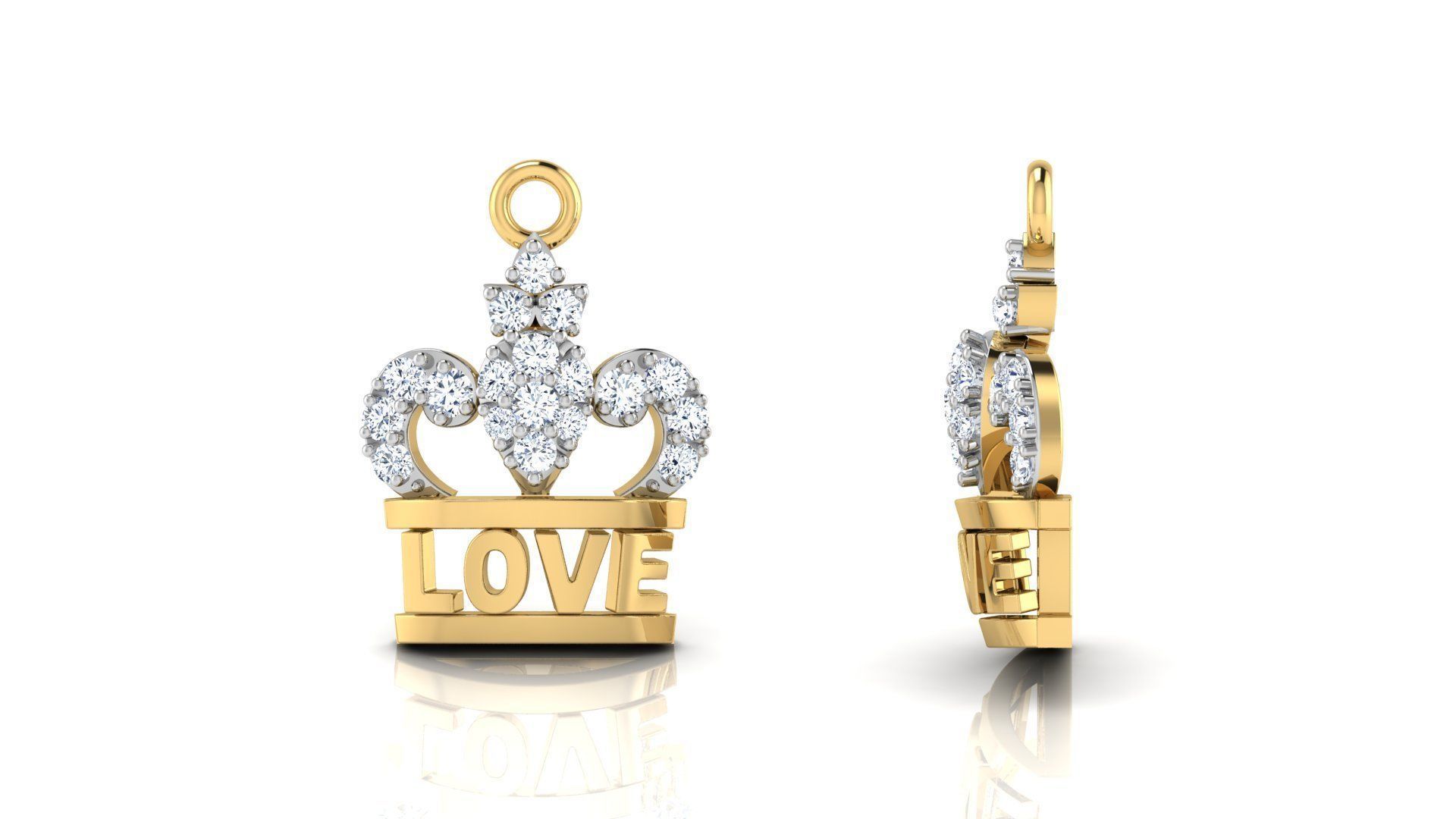 Love Crown Charm Pendant 3D print model_23