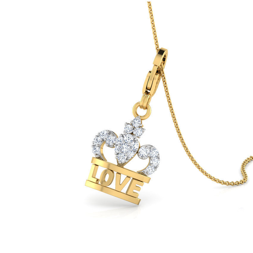 Love Crown Charm Pendant 3D print model_8