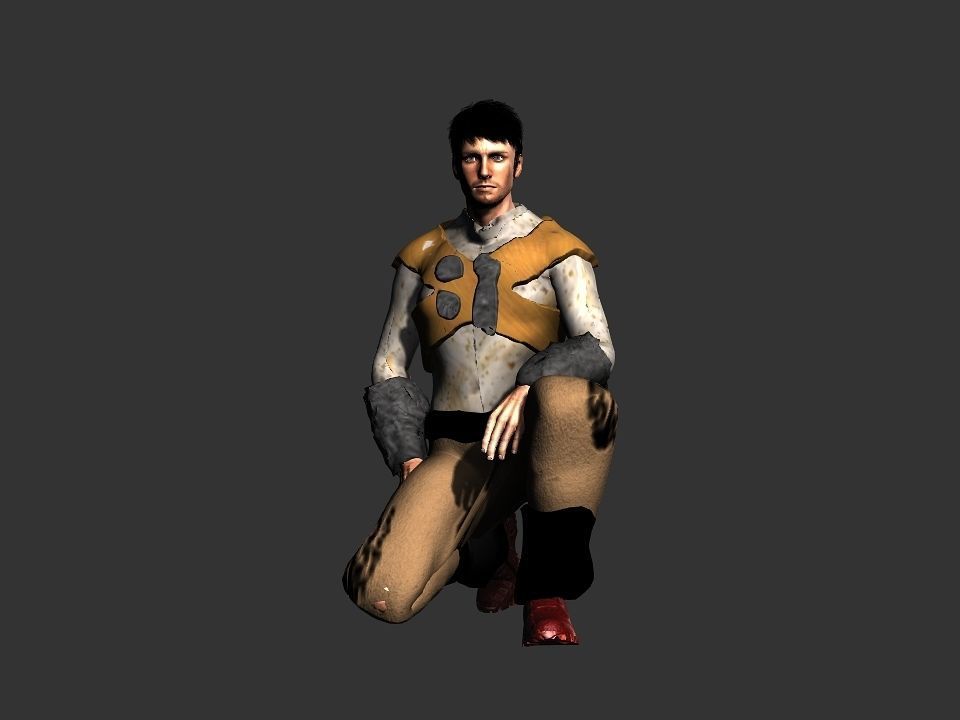Brown pants hunter Low-poly 3D model_9