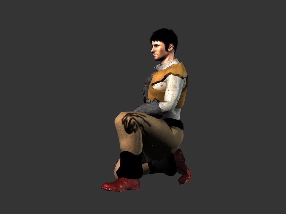 Brown pants hunter Low-poly 3D model_11
