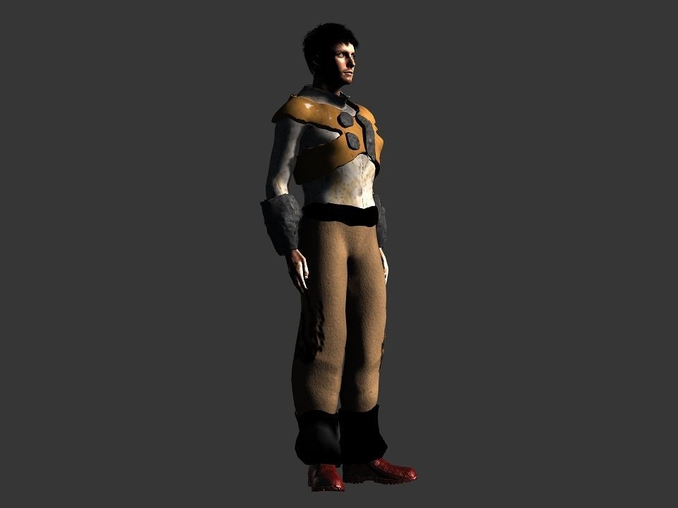 Brown pants hunter Low-poly 3D model_8