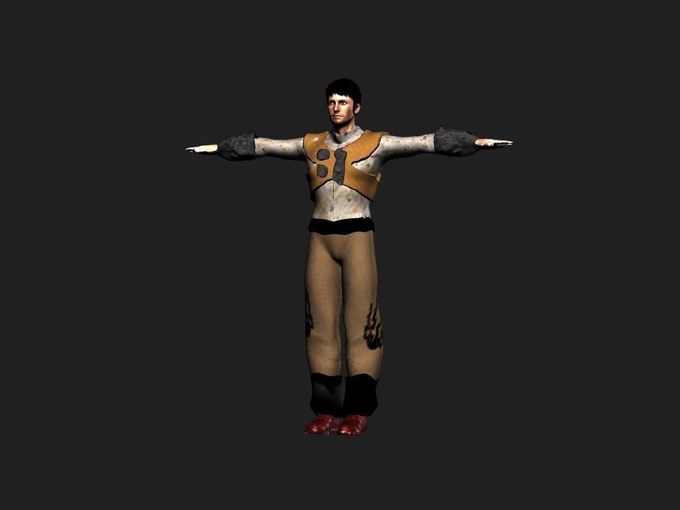 Brown pants hunter Low-poly 3D model_2