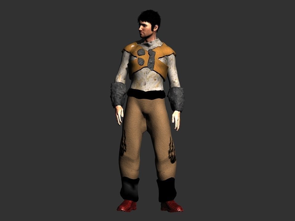 Brown pants hunter Low-poly 3D model_28