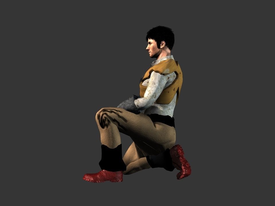 Brown pants hunter Low-poly 3D model_12