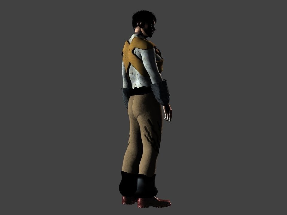 Brown pants hunter Low-poly 3D model_32
