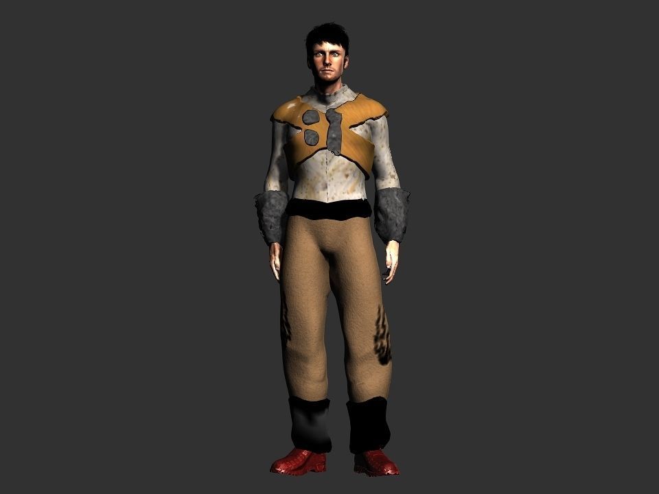 Brown pants hunter Low-poly 3D model_45
