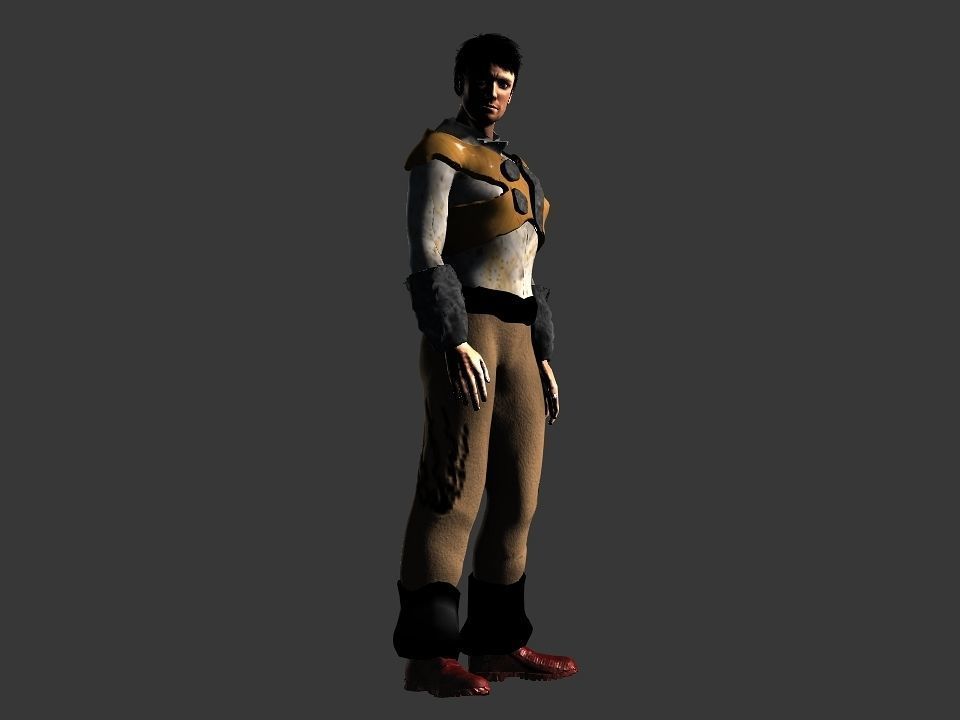 Brown pants hunter Low-poly 3D model_30