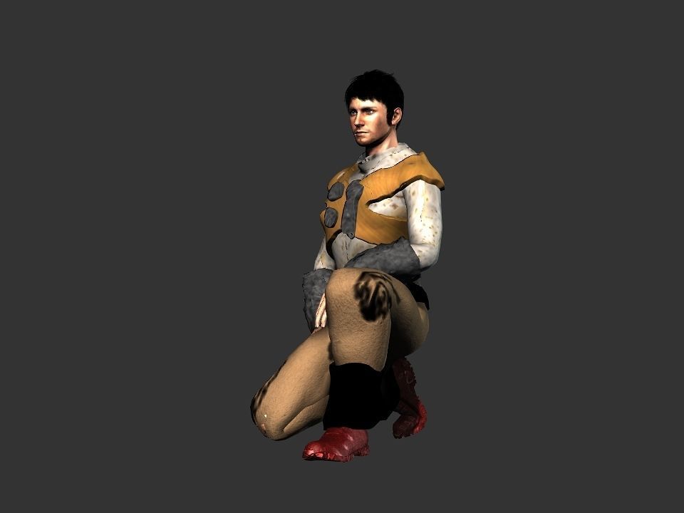 Brown pants hunter Low-poly 3D model_10
