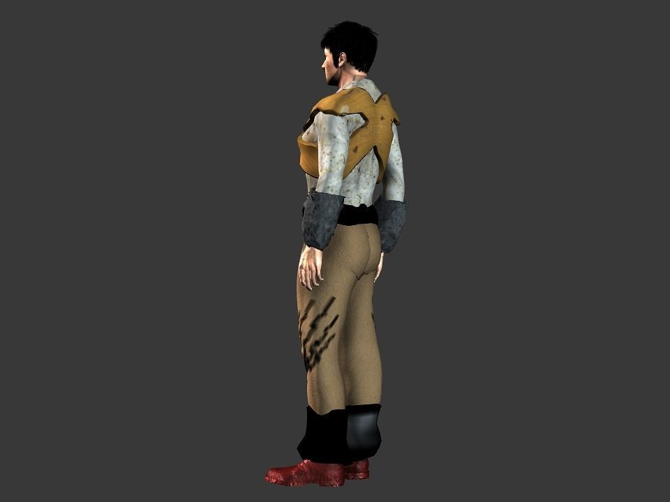 Brown pants hunter Low-poly 3D model_5