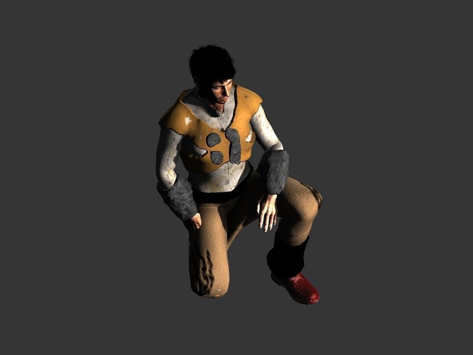 Brown pants hunter Low-poly 3D model_20