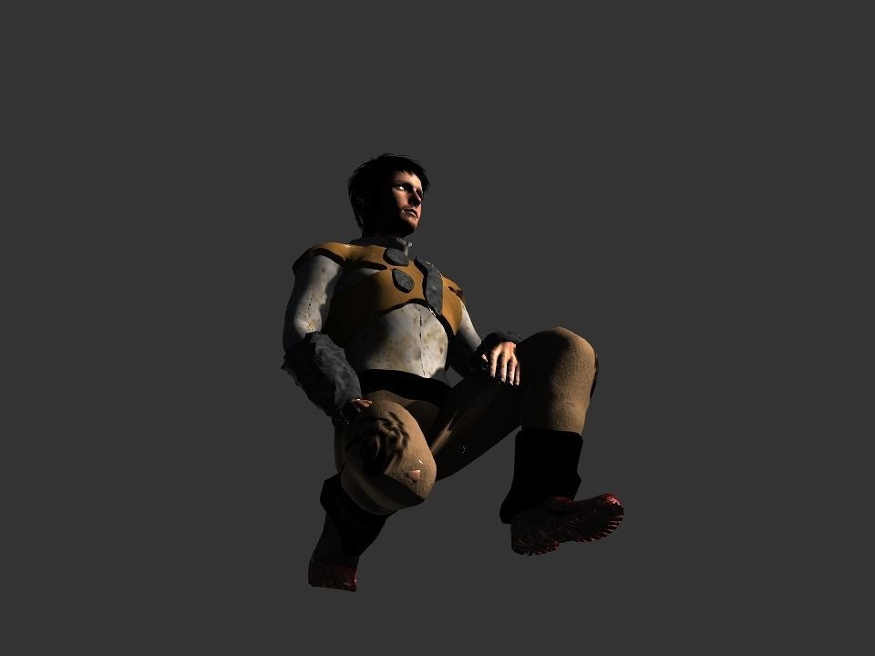 Brown pants hunter Low-poly 3D model_25