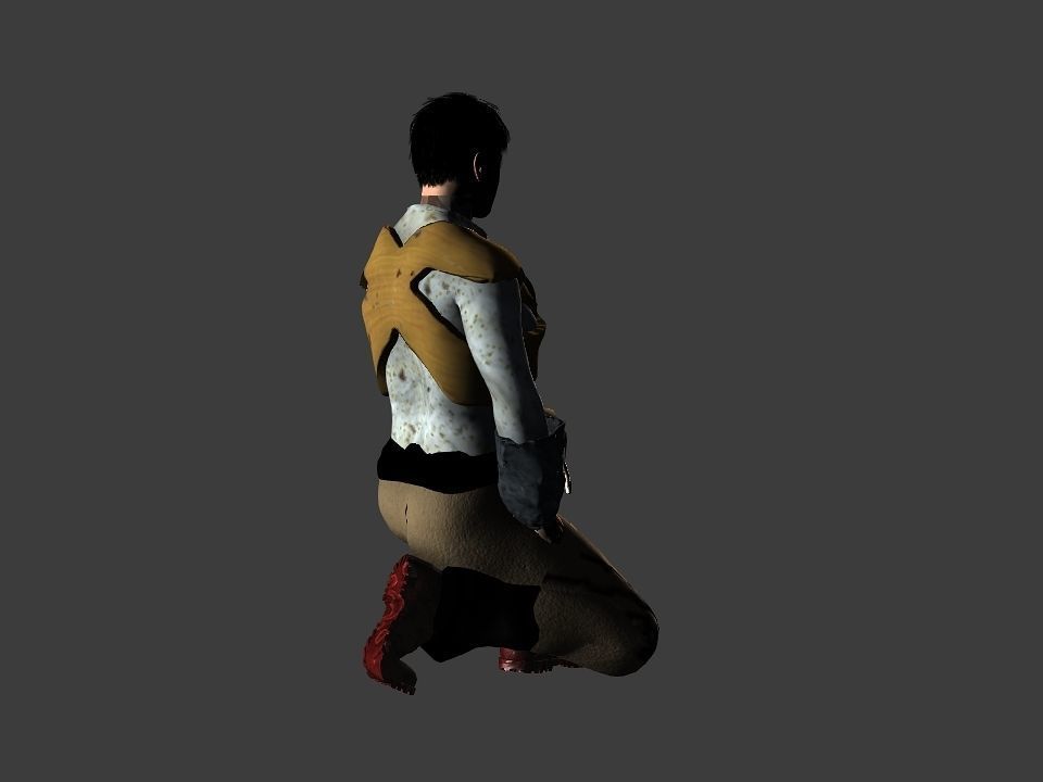 Brown pants hunter Low-poly 3D model_16