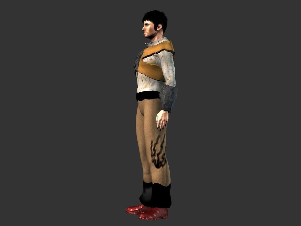 Brown pants hunter Low-poly 3D model_4