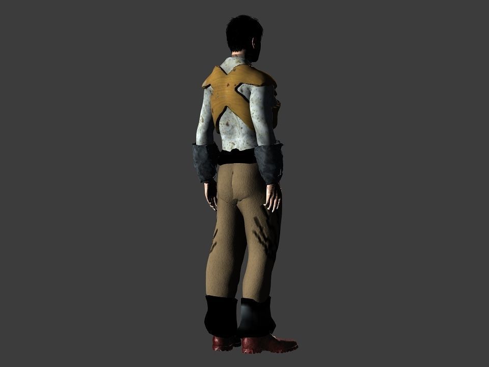 Brown pants hunter Low-poly 3D model_6
