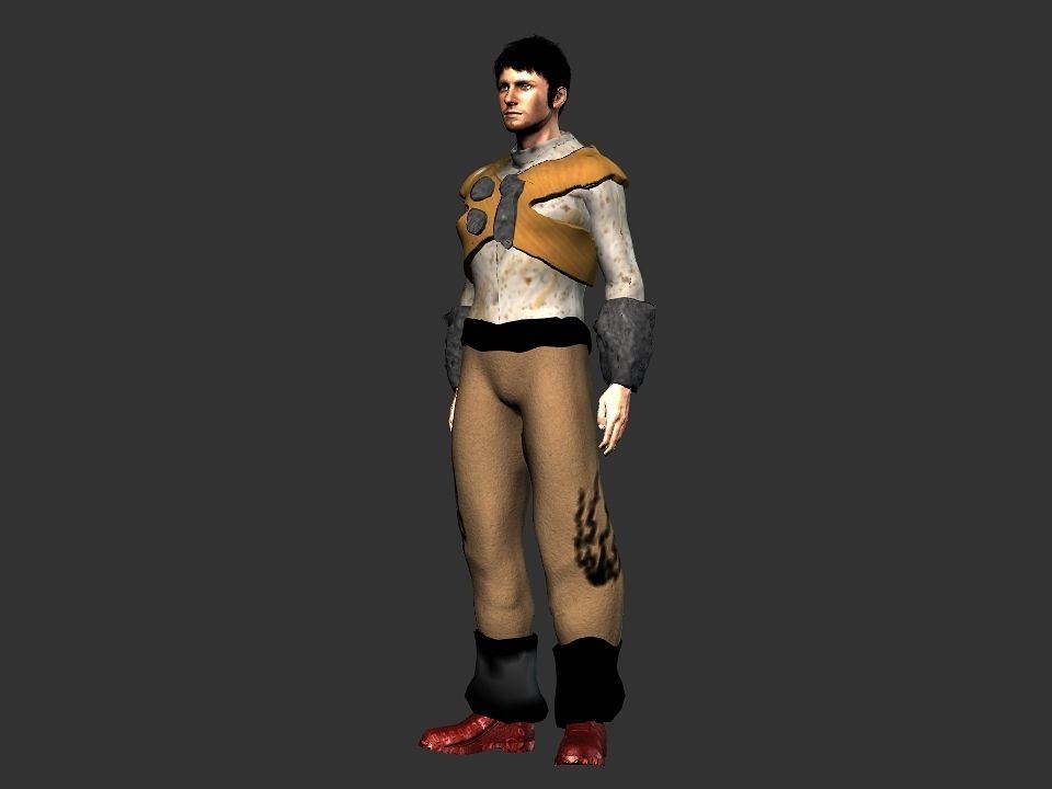 Brown pants hunter Low-poly 3D model_3