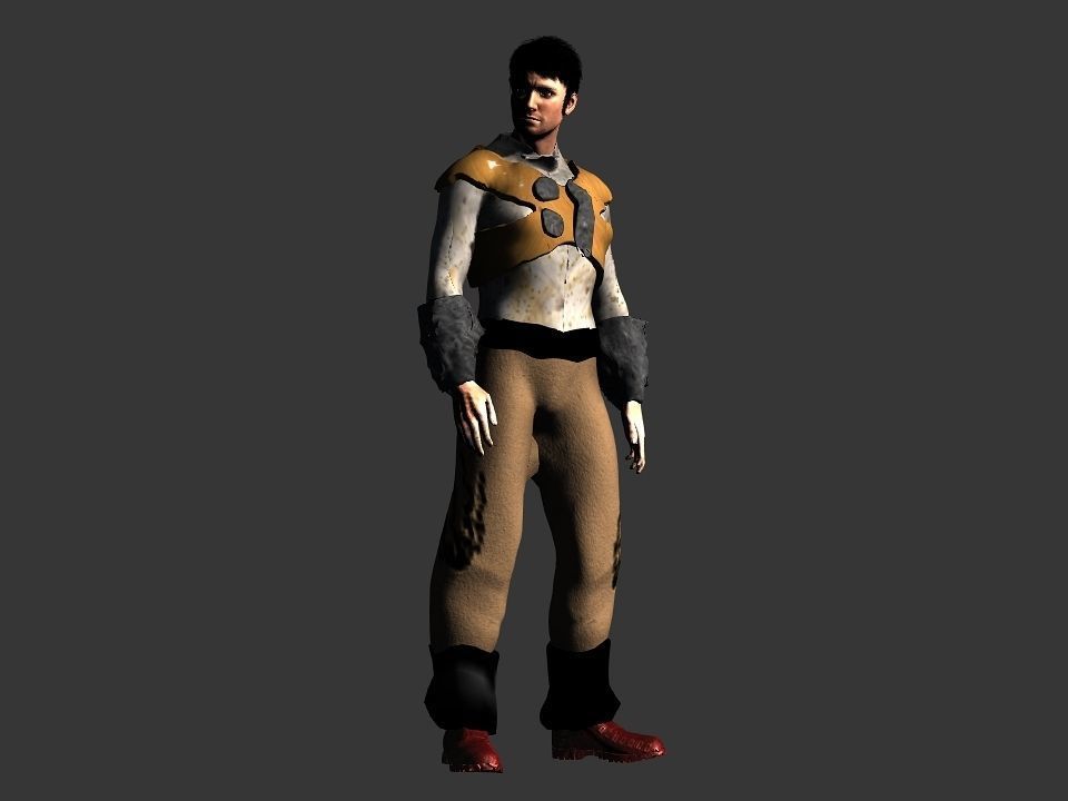 Brown pants hunter Low-poly 3D model_29