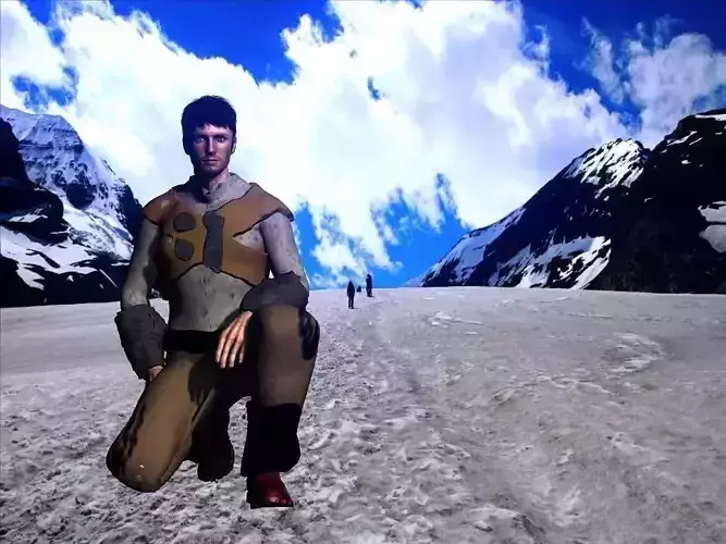 Brown pants hunter Low-poly 3D model