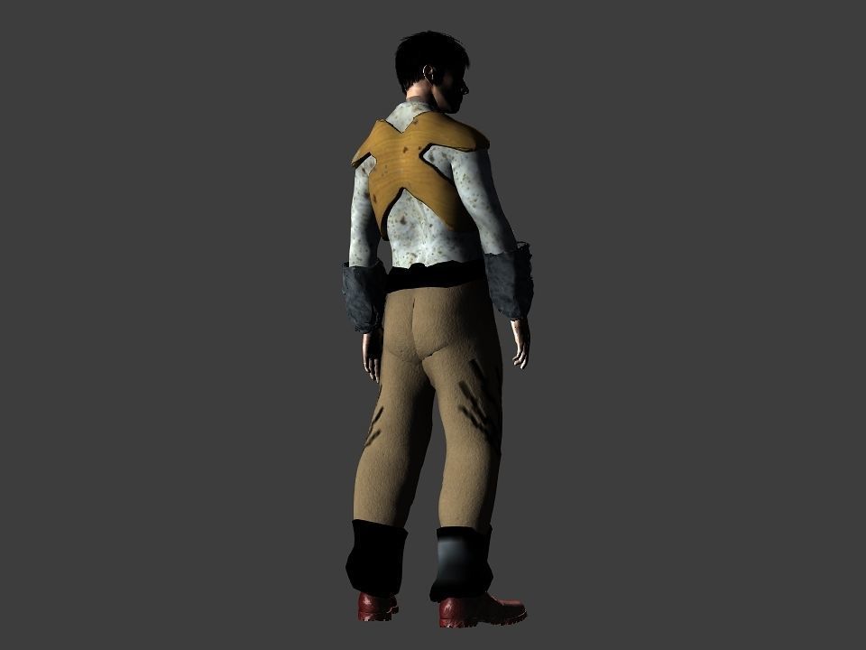 Brown pants hunter Low-poly 3D model_33