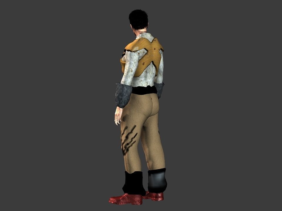 Brown pants hunter Low-poly 3D model_36