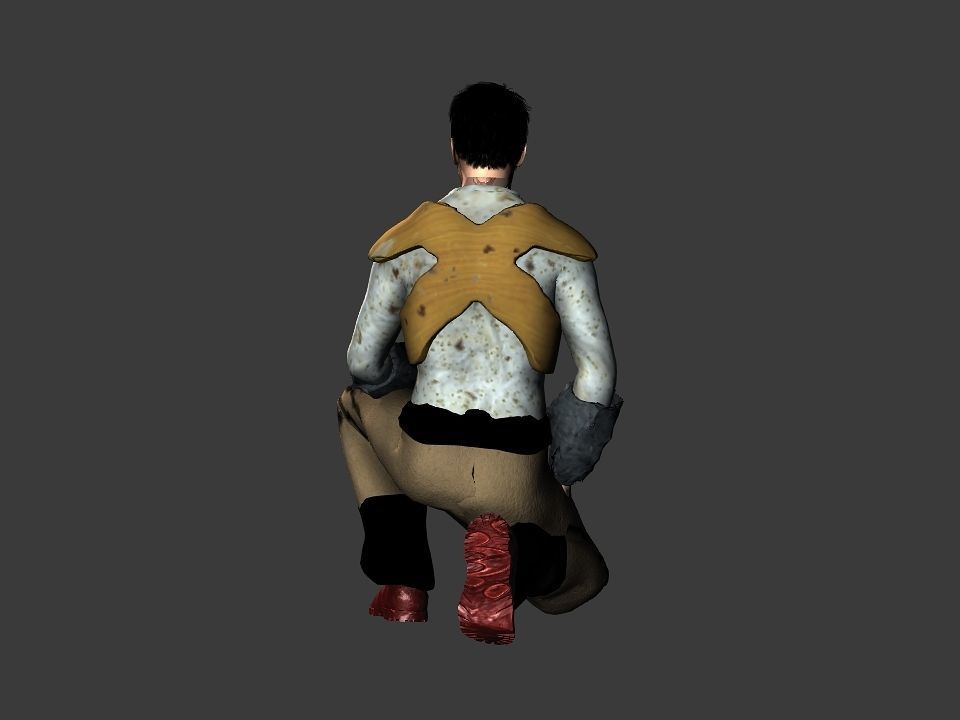Brown pants hunter Low-poly 3D model_15