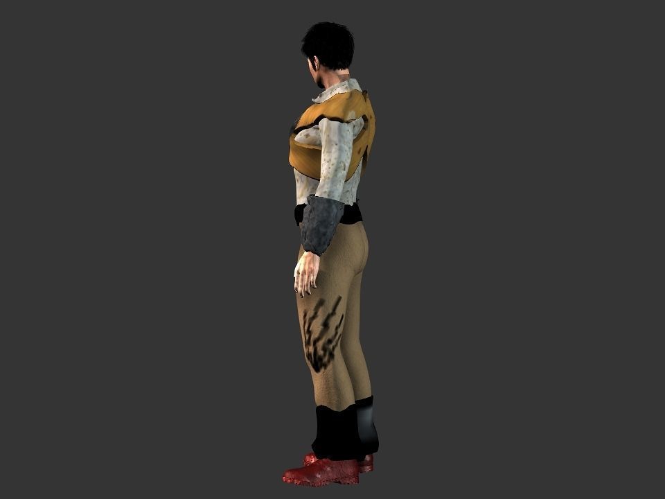 Brown pants hunter Low-poly 3D model_37