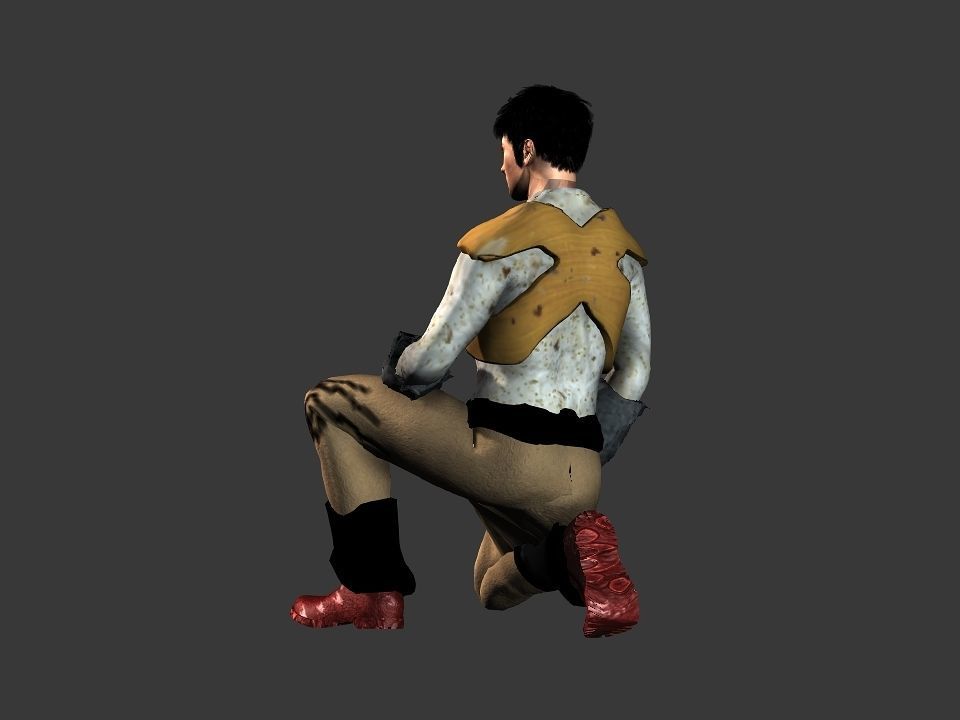 Brown pants hunter Low-poly 3D model_14