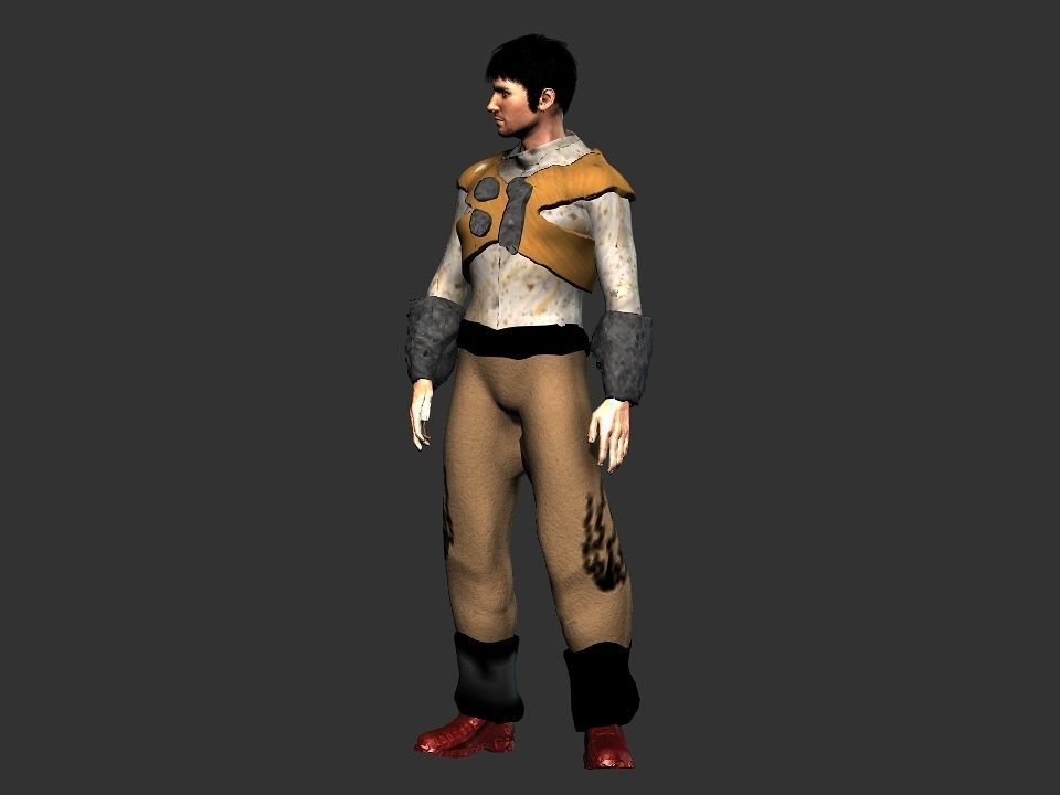 Brown pants hunter Low-poly 3D model_40