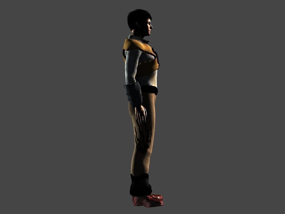 Brown pants hunter Low-poly 3D model_7