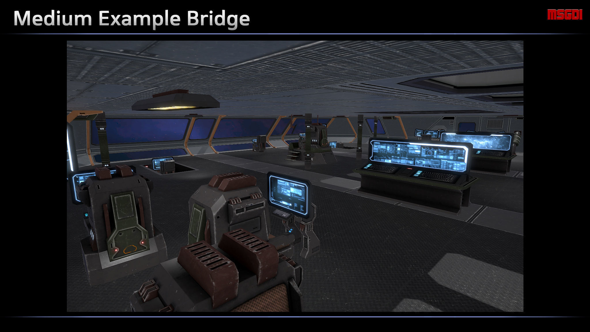 Modular Scifi Bridge Low-poly 3D model_2