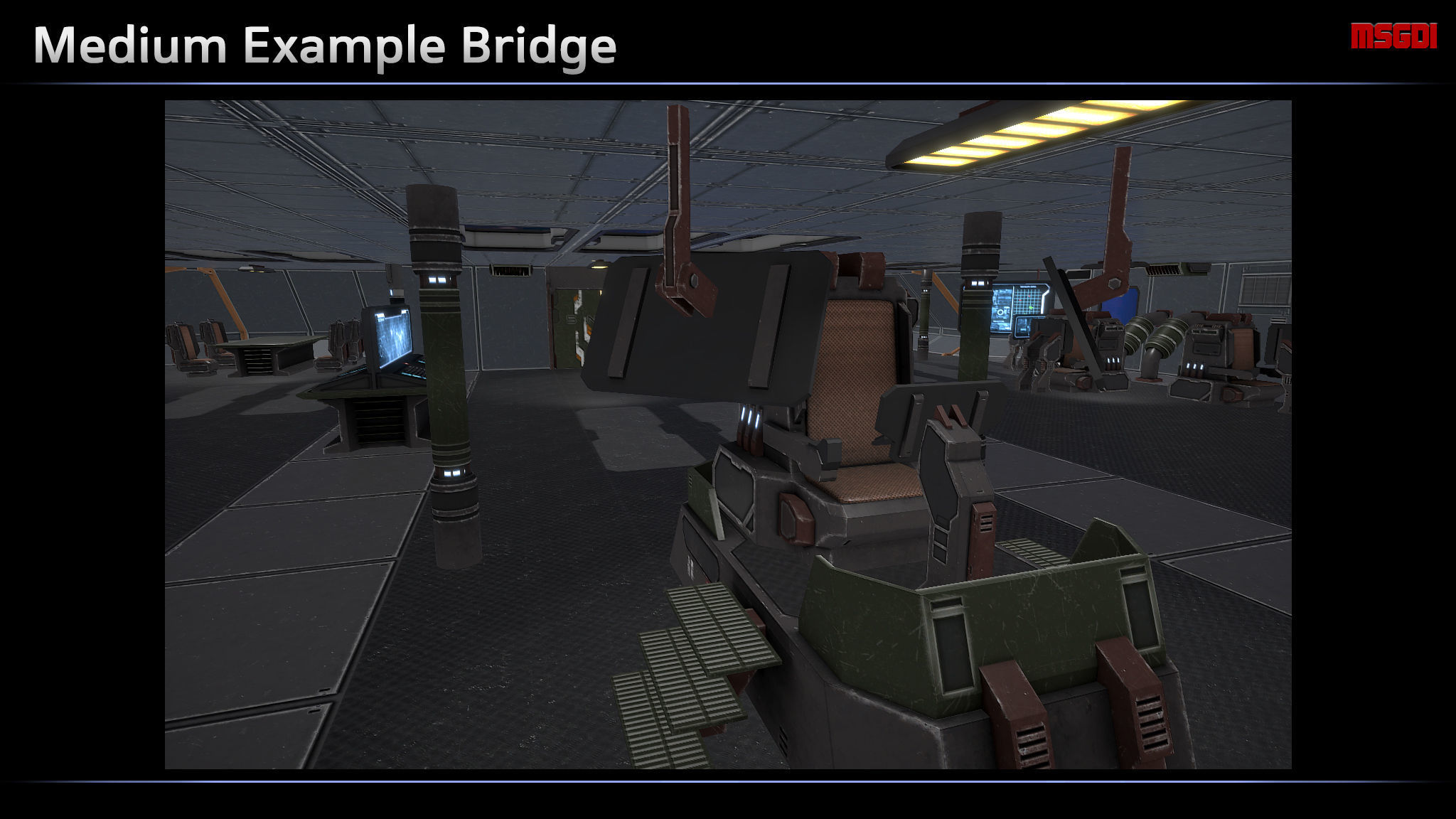 Modular Scifi Bridge Low-poly 3D model_3