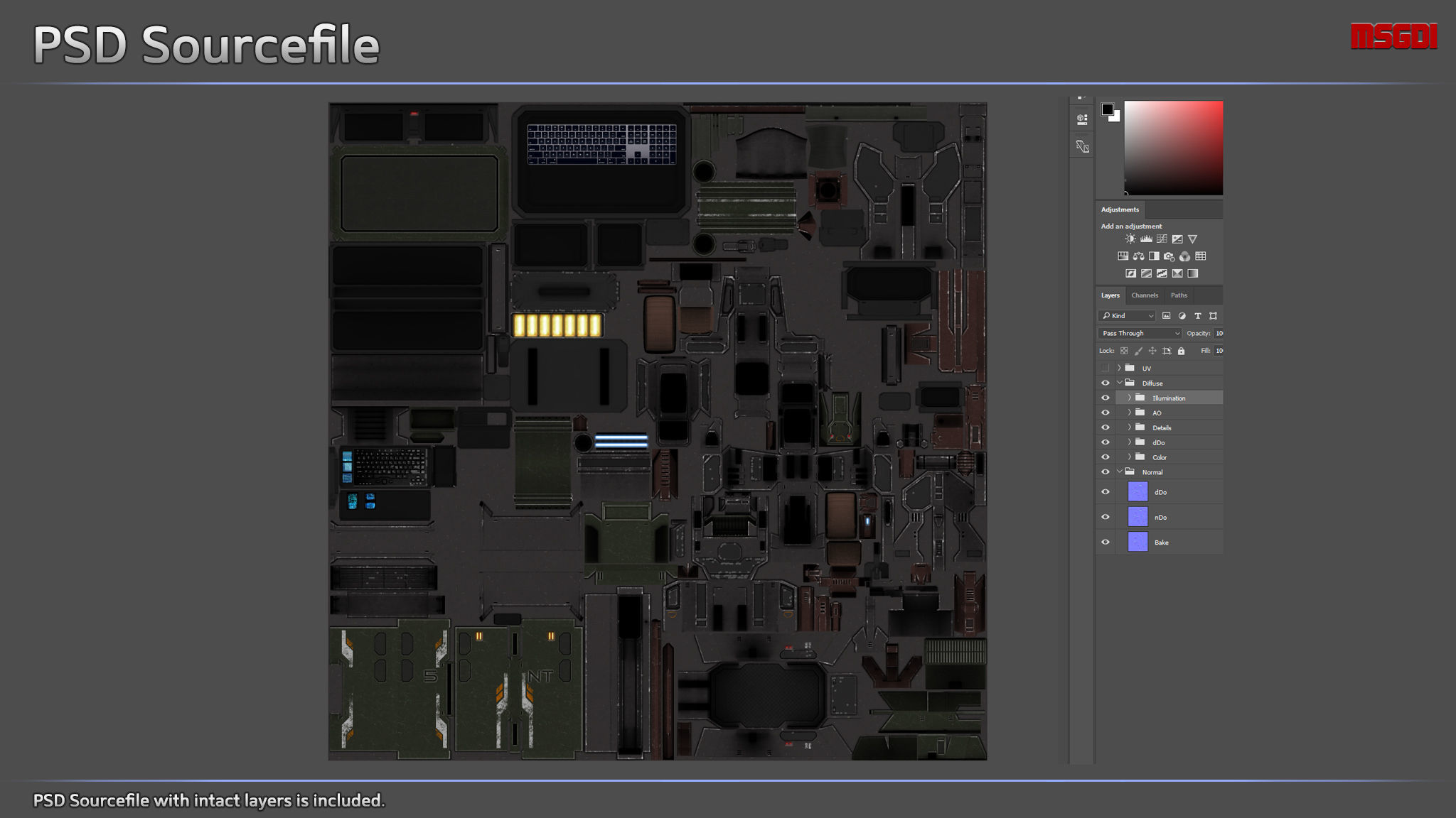 Modular Scifi Bridge Low-poly 3D model_9