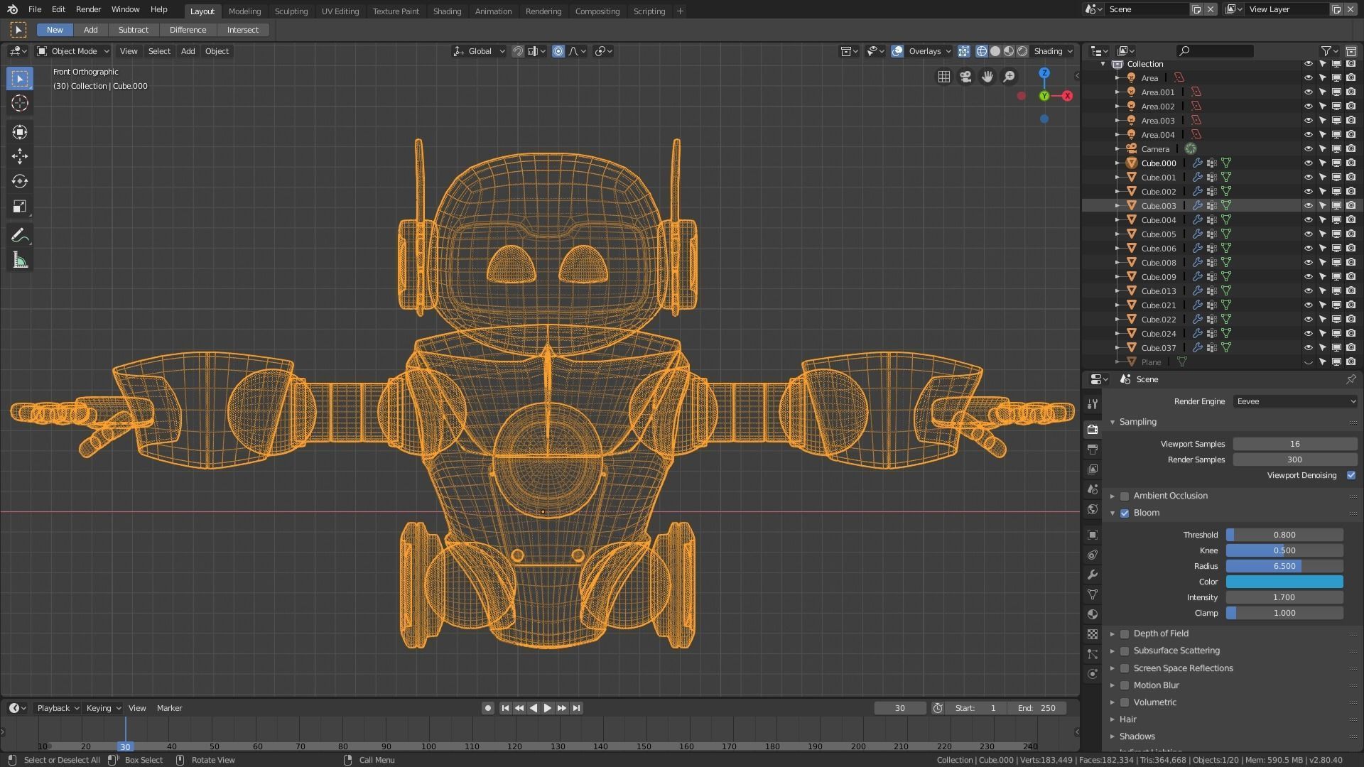Robot with glowing eyes 3D model_2