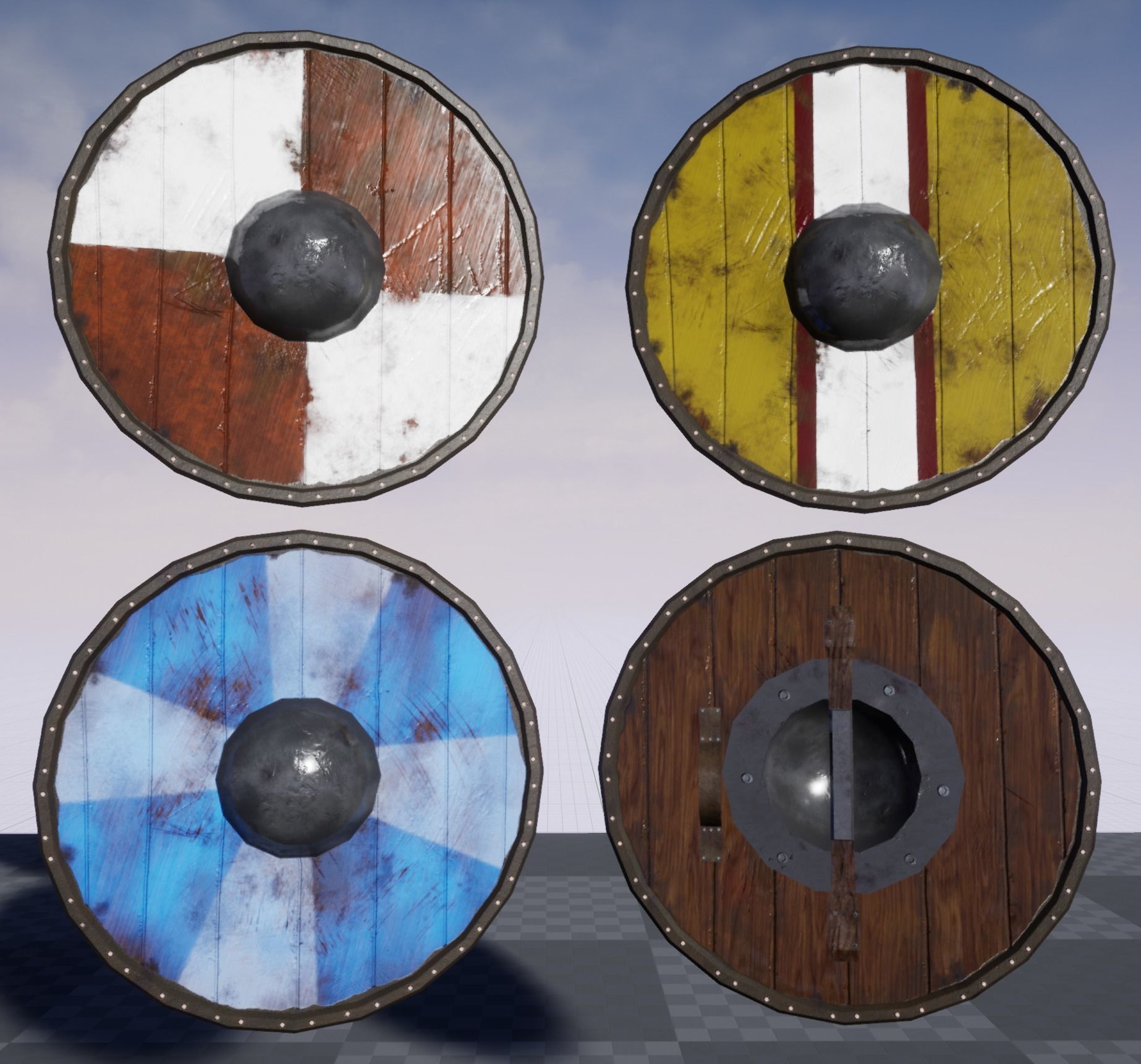  Viking shield-10 paint variations Low-poly 3D model_2