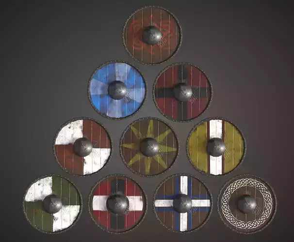  Viking shield-10 paint variations
