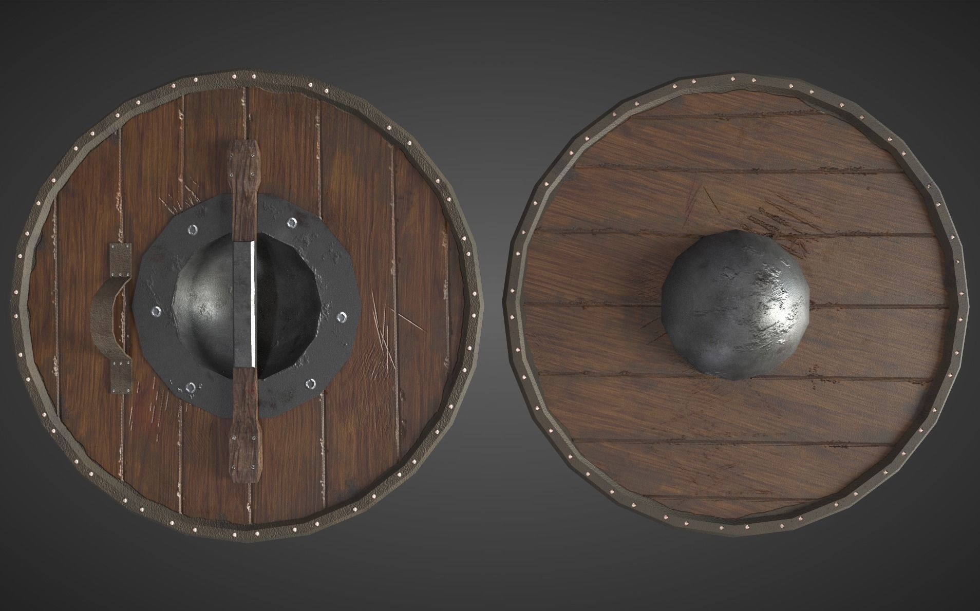  Viking shield-10 paint variations Low-poly 3D model_1