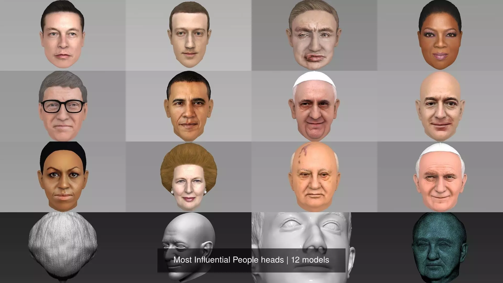 Most Influential People heads 3D Model Collection_0