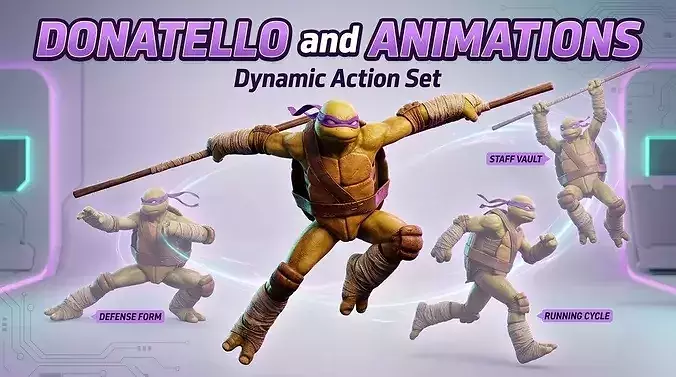 Donatello Animated 3D Model Ninja Turtle 