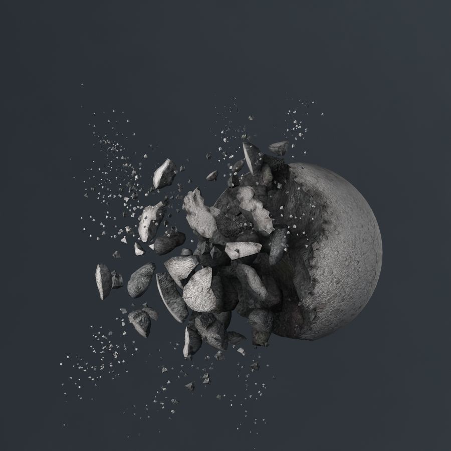 Impact Moon destroyed 3D model_7